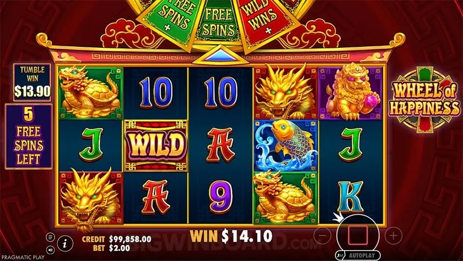 Vibrant online slot machine with winning symbols